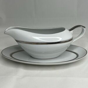 Kahla Express China Crown Platinum Gravy Boat w Underplate Japan Porcelain